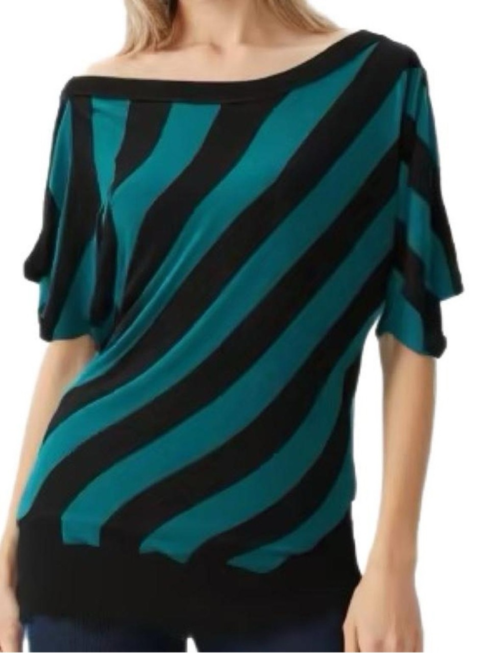 Y2K Dynamite grunge blue black striped oversized slouchy Sweater Size XS